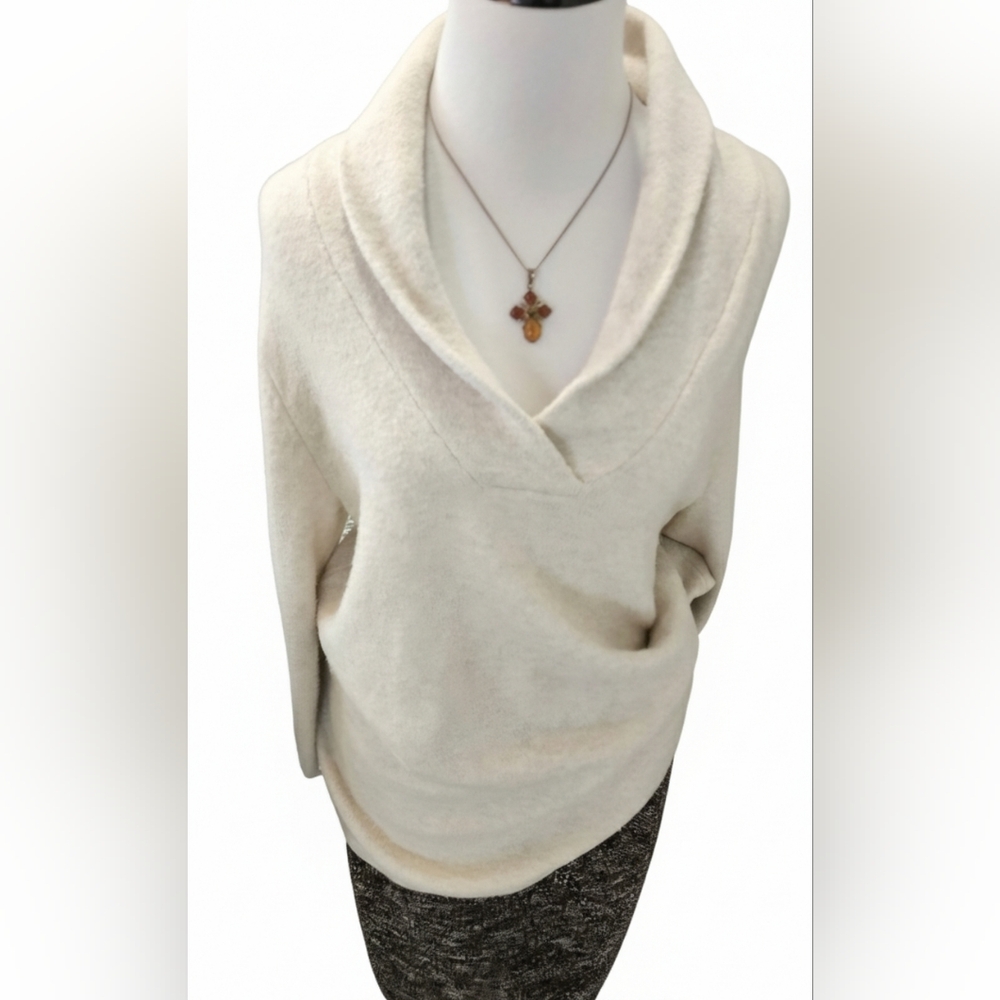 J. Jill Elegant Shawl Collar Sweater in Oatmeal Cream
